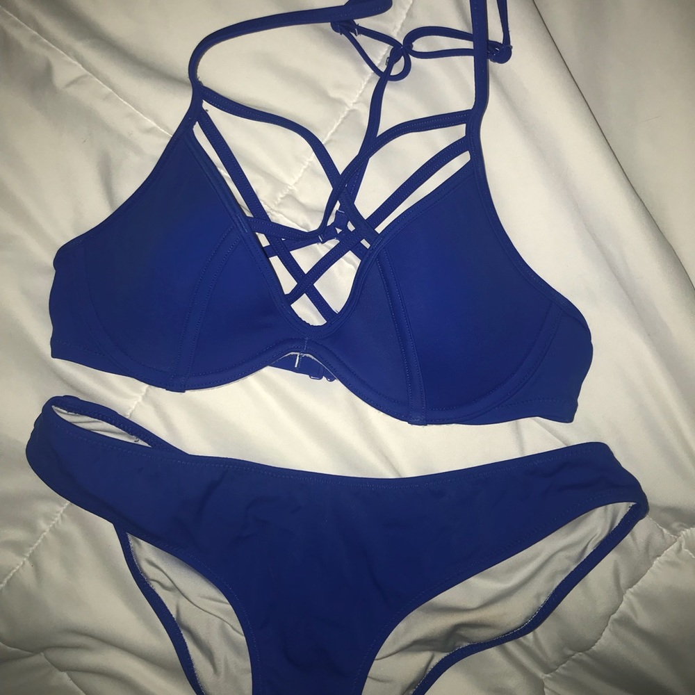 VS PINK royal blue bikini set